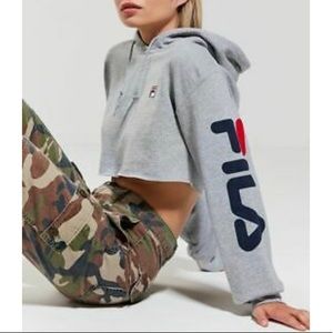 Fila cropped hoodie sweatshirt grey